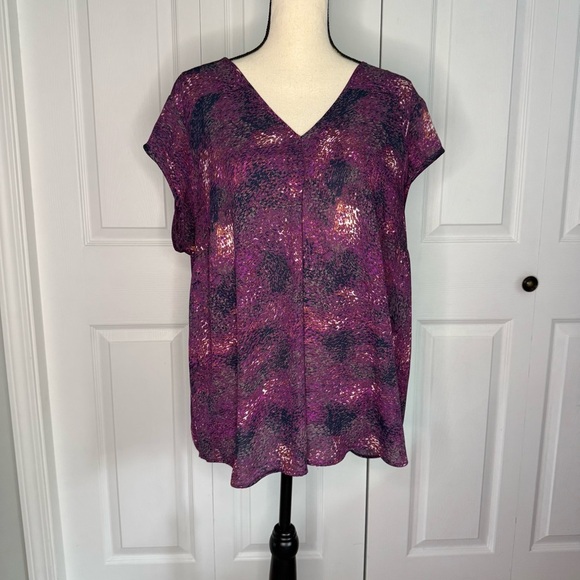 Plus size 1X DR2 Elegant Purple Women's Top - Picture 1 of 7